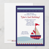 Invitation Bateau de la Marine Bateau Nautique Anniversaire 5 (Devant / Derrière)