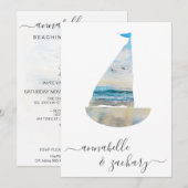 Invitation *~* BATEAU DE Mer Océanique RSVP - Plage QR AR7 Ma (Devant / Derrière)