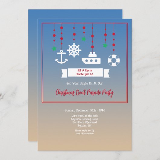 Invitation Bateau de Noël mobile (Devant / Derrière)