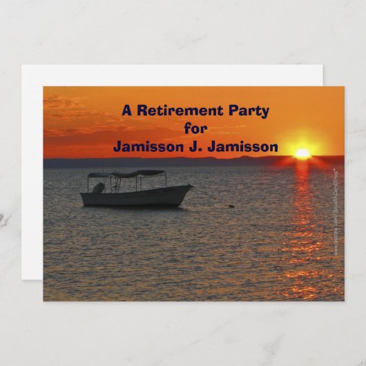 Invitation Bateau de pêche de la fête de retraite à Orange Su (Devant / Derrière)
