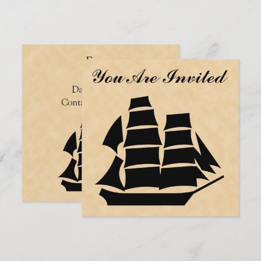 Invitation Bateau de pirate. Bateau de navigation (Devant / Derrière)