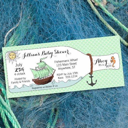 Invitation Bateau de pirate nautique dans le Baby shower de b