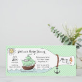 Invitation Bateau de pirate nautique dans le Baby shower de b (Debout devant)