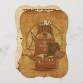 Invitation Bateau de pirates (Devant / Derrière)