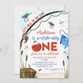 Invitation Bateau de poisson bleu Ofish Un 1er anniversaire (Devant)