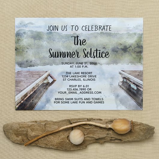 Invitation Bateau Docks été Solstice Lake Party