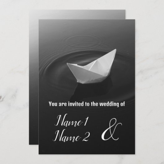 Invitation Bateau en papier Odyssey (Devant / Derrière)