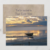 Invitation Bateau et Héron (Devant / Derrière)