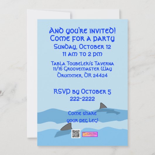 Invitation Bateau fait sur commande d'invitations de fête (Dos)