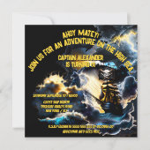 Invitation Bateau fantôme pirate drapeau orageux nuit mers na (Devant)