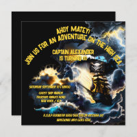 Bateau fantôme pirate drapeau orageux nuit mers na