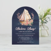 Invitation Bateau Floral Fille de la Marine Navy Arch Baby Sh (Debout devant)