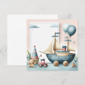 Invitation Bateau jouet bébé garçon (Devant / Derrière)