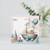 Invitation Bateau jouet bébé garçon (Debout devant)