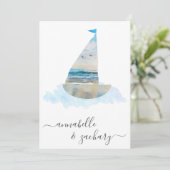 Invitation *~* BATEAU Mer RSVP + QR Beach AR7 Mariage (Debout devant)