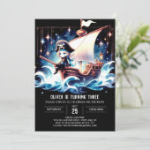 Invitation Bateau Moderne Pirate Anniversaire (Debout devant)