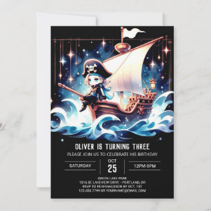 Invitation Bateau Moderne Pirate Anniversaire