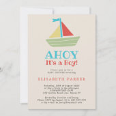 Invitation Bateau nautique Ahoy C'est un garçon baby shower c (Devant)