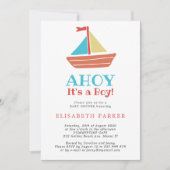 Invitation Bateau nautique Ahoy C'est un garçon baby shower c (Devant)