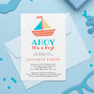 Invitation Bateau nautique Ahoy C'est un garçon élégante baby