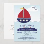 Invitation Bateau nautique, Baby shower marin ou aspersion (Devant / Derrière)