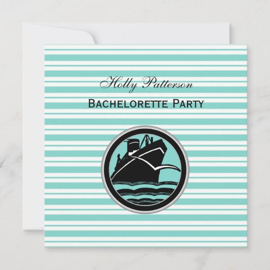 Invitation Bateau Nautique Lt Blu Whale Stripe #2 SQ Bachelor (Devant)