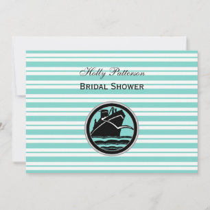 Invitation Bateau nautique rayé bleu blanc Lt H Shower de mar