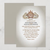 Invitation bateau nautique roue et coeur d'amour (Devant / Derrière)