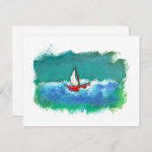 Invitation Bateau original d'amusement de navigation peignant (Devant / Derrière)