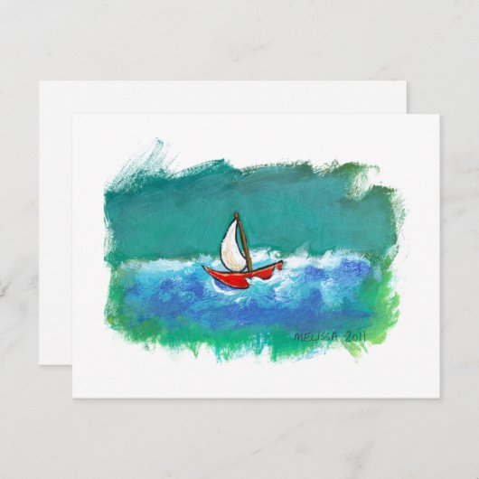 Invitation Bateau original d'amusement de navigation peignant (Devant / Derrière)