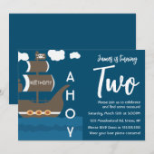 Invitation Bateau Pirate Anniversaire Ahoy Party N'importe qu (Devant / Derrière)