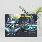 Invitation Bateau pirate kraken tempétueux nuit mer thème éff (Debout devant)