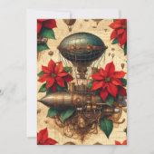 Invitation Bateau Steampunk imprimable avec Poinsettia (Devant)