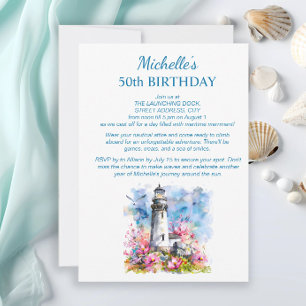 Invitation Bateau Thème Marin Phare 100e Anniversaire