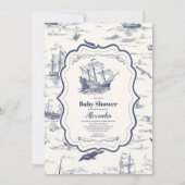 Invitation Bateau Toile Baby shower nautique (Devant)