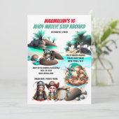 Invitation Bateau tortueux pirate garçon fille île trésor nav (Debout devant)