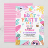 Invitation Bateau tropical Lake Ocean Marina fête d'anniversa (Devant / Derrière)