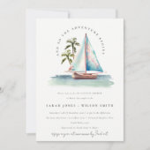 Invitation Bateau Turquoise Dusky Palm Seascape Couples Douch (Devant)
