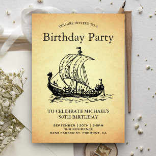 Invitation Bateau Viking vintage Anniversaire