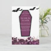 Invitation Bateaux à café Peony violet et argenté Mariage Inv (Debout devant)