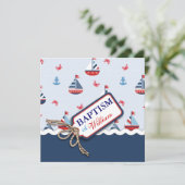Invitation Bateaux à voile nautiques Ancre Crabes Baptême (Debout devant)