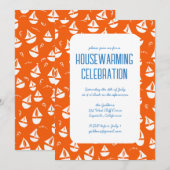 Invitation Bateaux à voiles Cute Beach Nautique House Party (Devant / Derrière)