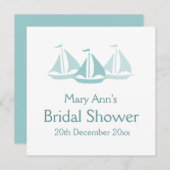 Invitation Bateaux bleus Fêtes de l'mariée nautiques (Devant / Derrière)