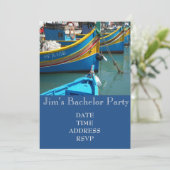 Invitation Bateaux de pêche à thème de pêche Enterrement de v (Debout devant)