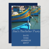 Invitation Bateaux de pêche à thème de pêche Enterrement de v (Devant / Derrière)