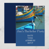 Invitation Bateaux de pêche à thème pêche Enterrement de vie  (Devant / Derrière)