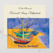 Invitation Bateaux de Van Gogh Impressionnisme Plage (Devant / Derrière)