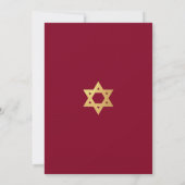 Invitation Bath Mitzvah Étoile de David Simple Rouge Bourgogn (Dos)