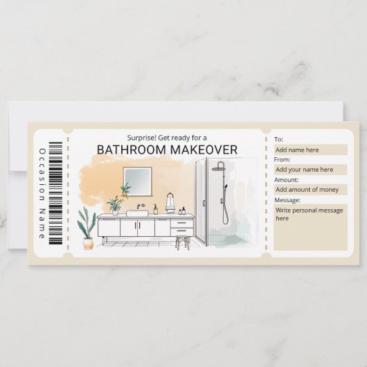 Invitation Bathroom Makeover Gift Certificate (Devant)
