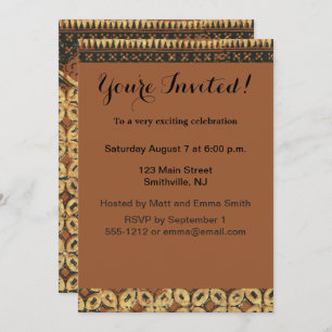 Invitation Batik Earthy Coffee Bean Élégant Rustique robuste